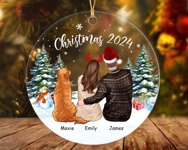 Personalized Family & Couple Christmas Ornament with Dog