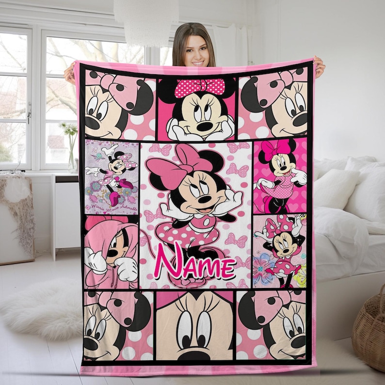 Minnie Mouse Blanket Personalized Custom Name Blanket for Magic Kingdom Adventures